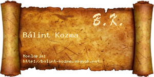 Bálint Kozma névjegykártya